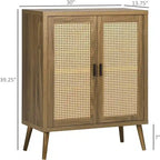 Sideboard Buffet Cabinet with Rattan Decorated Doors - 13.75D x 30W x 39.25H