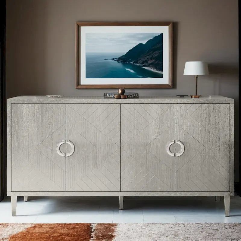 Stylish and Functional 4-Door Storage Cabinet with Pine Legs and MDF, for Living Room Bedroom,and Kitchen