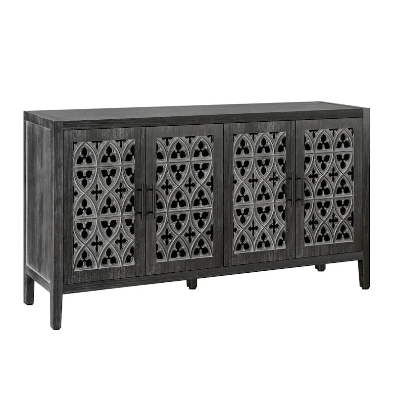 Hollow Four Door Antique Cabinet, American Country Style, Suitable for Living Room, TV Cabinet, Kitchen