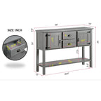 Console Table with 2 Drawers and Cabinets and Bottom Shelf, Retro Style Storage Dining Buffet Server Cabinet(Antique Gray)