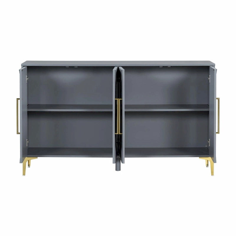 Unique Four-Door Cabinet with Two-Tone Triangular Pattern Doors