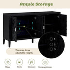 Retro Sideboard with Circular Groove Design Round Metal Door Handle