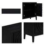 Retro Sideboard with Circular Groove Design Round Metal Door Handle