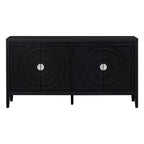 Retro Sideboard with Circular Groove Design Round Metal Door Handle