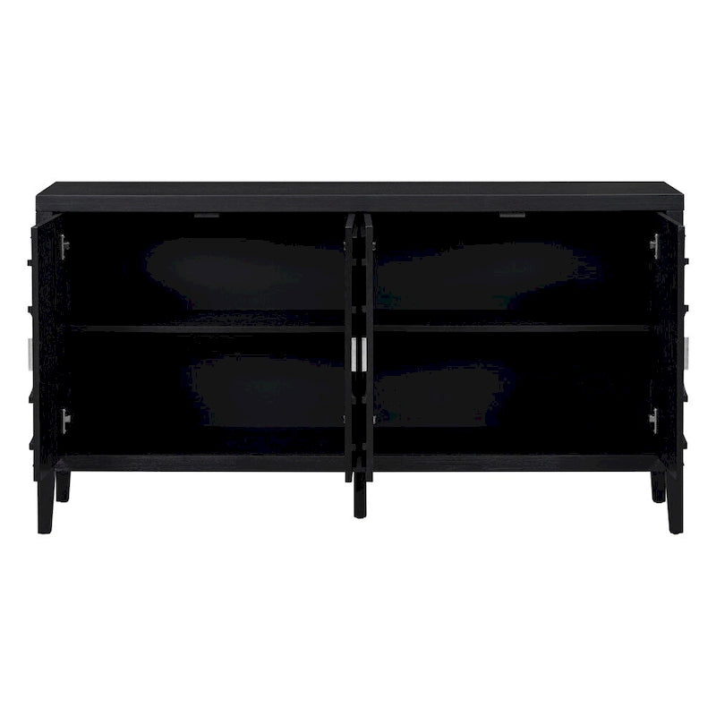 Retro Sideboard with Circular Groove Design Round Metal Door Handle