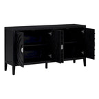 Retro Sideboard with Circular Groove Design Round Metal Door Handle