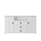White 30 in. H Storage Cabinet with Adjustable Shelves, Modern Sideboard Buffet Cabinet with 3-Drawer and Doors