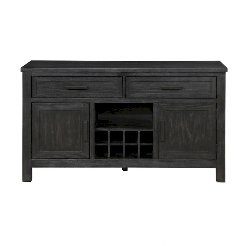 Lory 54 Inch Sideboard Server Buffet, 2 Drawers, Cabinets, Wine Rack, Black