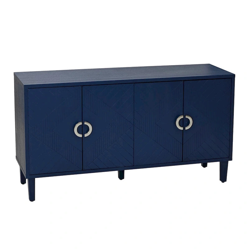 4-Door Sideboard Storage Cabinet with Solid Wood Veneer