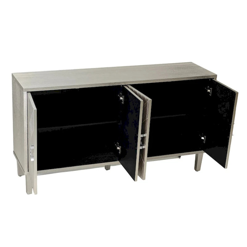 4-Door Sideboard Storage Cabinet with Solid Wood Veneer