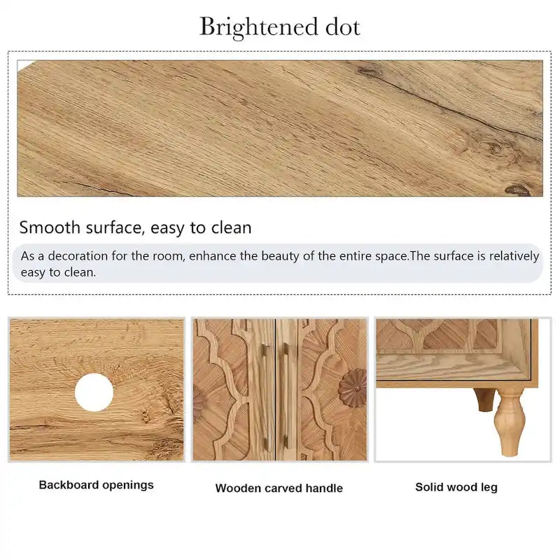 Carved Flower Door Large Storage Cabinet