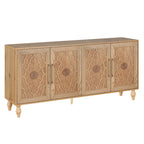 Carved Flower Door Large Storage Cabinet