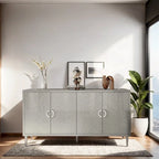 Stylish and Functional 4-Door Storage Cabinet with Pine Legs and MDF