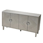 Stylish and Functional 4-Door Storage Cabinet with Pine Legs and MDF