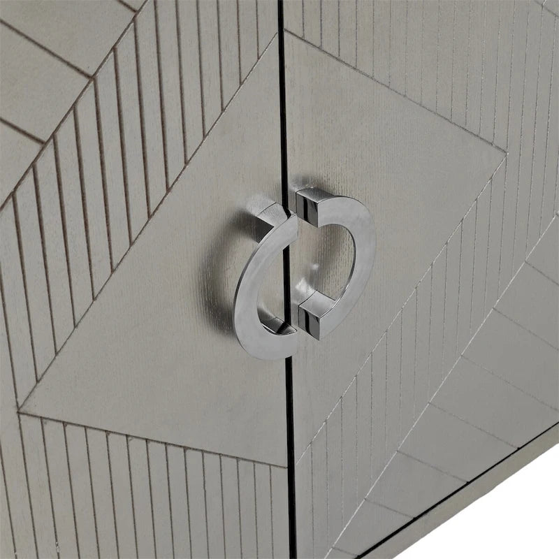 Stylish and Functional 4-Door Storage Cabinet with Pine Legs and MDF