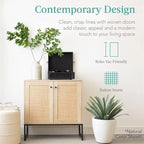 2-Door Rattan Storage Cabinet - 15D x 31.5W x 32.5H