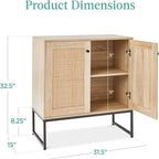2-Door Rattan Storage Cabinet - 15D x 31.5W x 32.5H