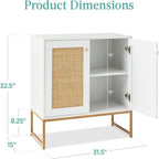 2-Door Rattan Storage Cabinet - 15D x 31.5W x 32.5H