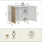 Sideboard Cabinet with Two Doors and Adjusting Feets for Living Room - 31.2D x 29.1W x 15.6H