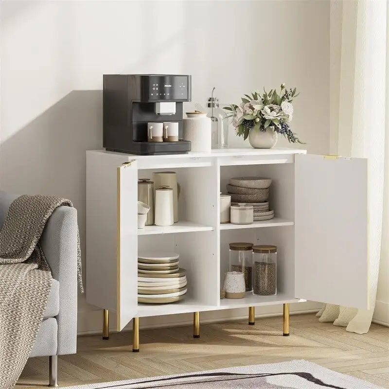 Sideboard Cabinet with Two Doors and Adjusting Feets for Living Room - 31.2D x 29.1W x 15.6H