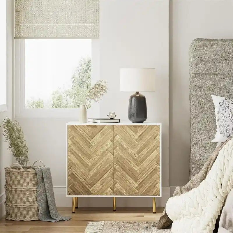 Sideboard Cabinet with Two Doors and Adjusting Feets for Living Room - 31.2D x 29.1W x 15.6H