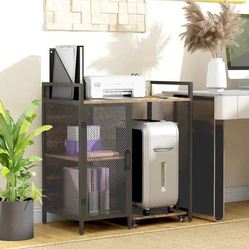 Vinsetto Printer Stand with Socket and USB Charging Ports for Home Office, Industrial Printer Table with Shredder, CPU Stand