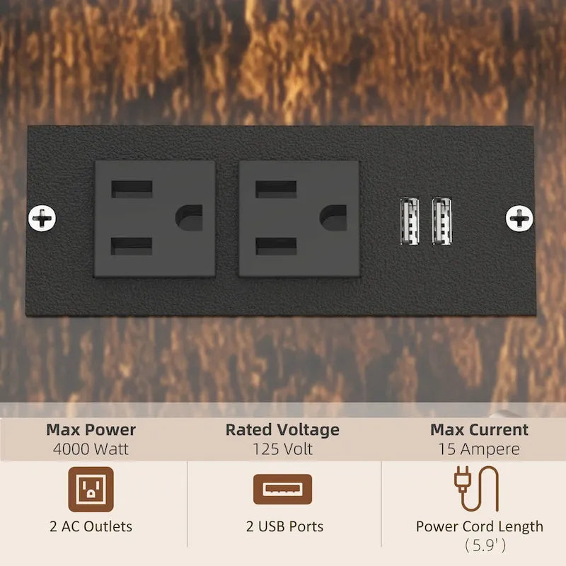 Vinsetto Printer Stand with Socket and USB Charging Ports for Home Office, Industrial Printer Table with Shredder, CPU Stand