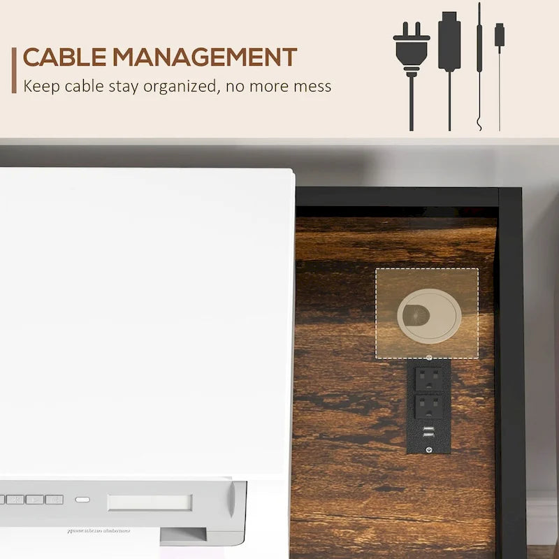 Vinsetto Printer Stand with Socket and USB Charging Ports for Home Office, Industrial Printer Table with Shredder, CPU Stand