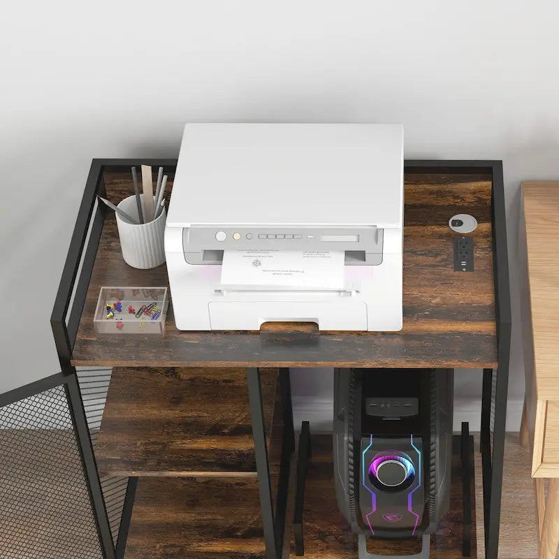 Vinsetto Printer Stand with Socket and USB Charging Ports for Home Office, Industrial Printer Table with Shredder, CPU Stand