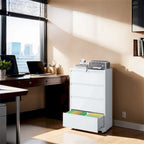 Lateral Black File Cabinet 4 Drawer,with Lock,Lockable File Cabinet