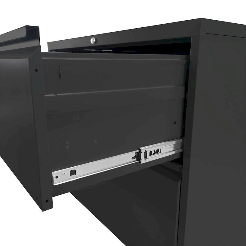 Lateral Black File Cabinet 4 Drawer,with Lock,Lockable File Cabinet