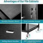 2 Drawer Mobile Filing Cabinet with Outlet - 15.75D x 43.31W x 29.53H