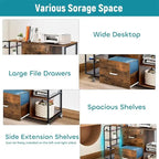 2 Drawer Mobile Filing Cabinet with Outlet - 15.75D x 43.31W x 29.53H