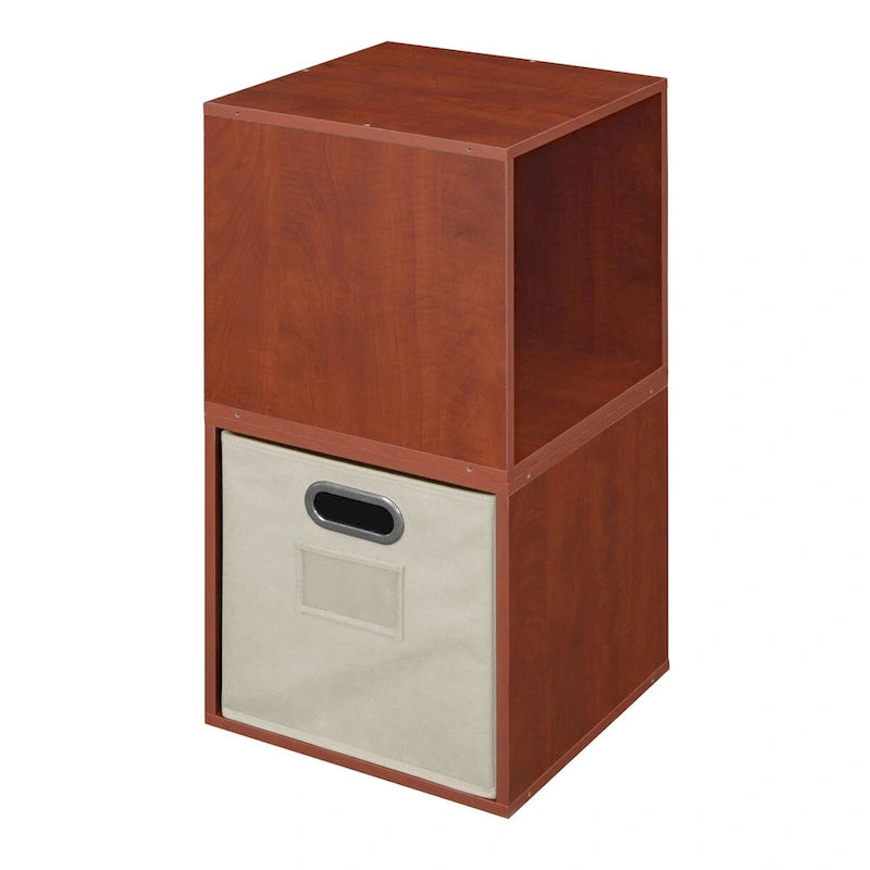 Noble Connect Storage Set - 2 Cubes and 1 Canvas Bin- Cherry/Natural
