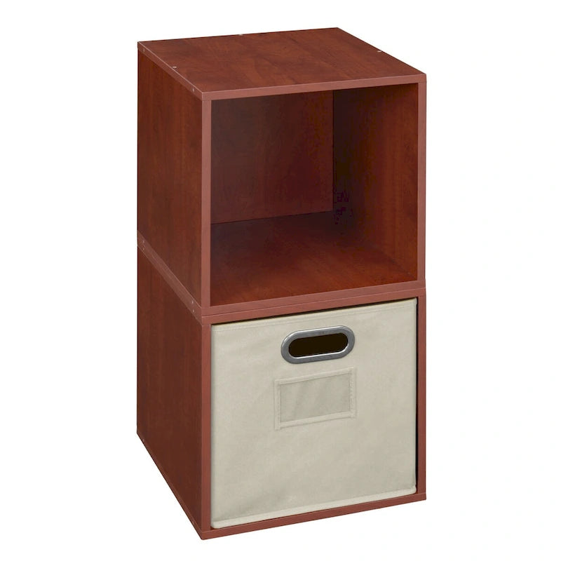 Noble Connect Storage Set - 2 Cubes and 1 Canvas Bin- Cherry/Natural