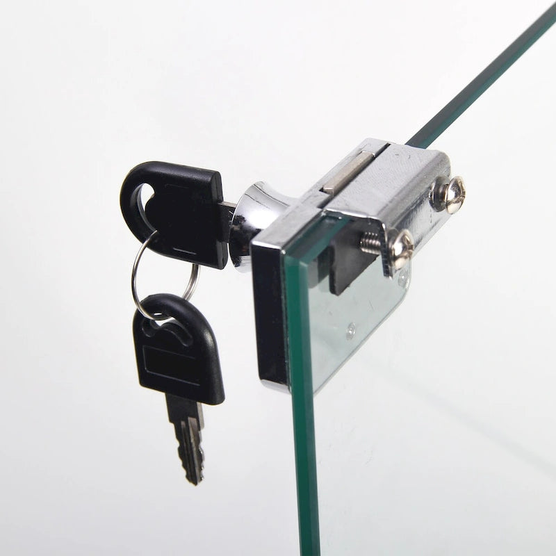 Glass Display Cabinet with 3 Shelves, One-Door Curio Cabinets, Black Floor Standing Glass Bookshelf, Quick Installation