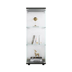 Glass Display Cabinet with 3 Shelves, One-Door Curio Cabinets, Black Floor Standing Glass Bookshelf, Quick Installation