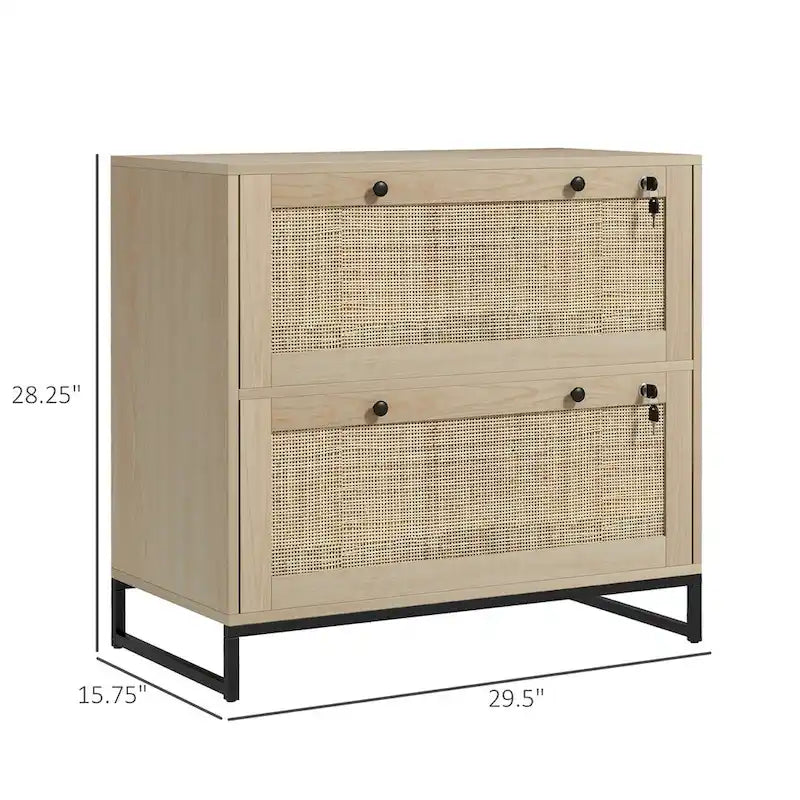 2-Drawer File Cabinet with Lock, Keys and Adjustable Hanging Bar