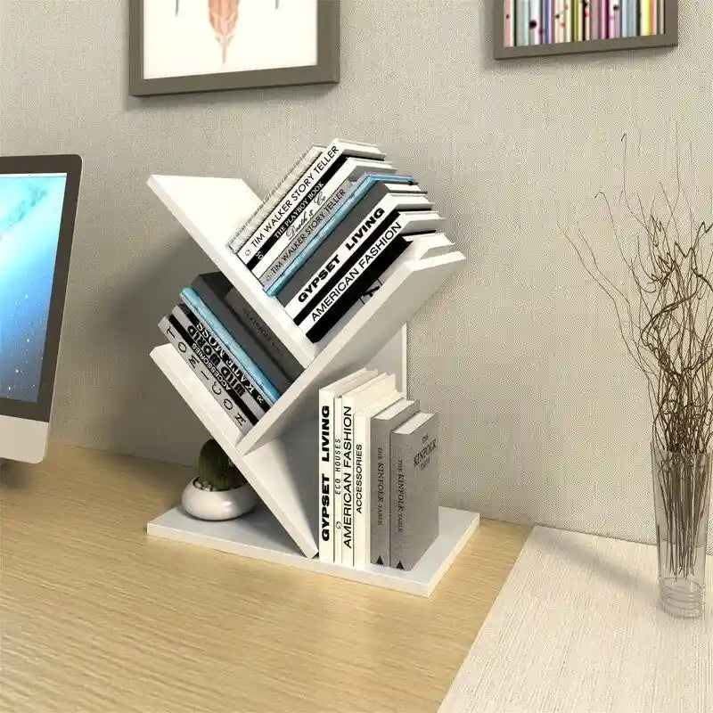 Wooden Book Tree Shelf