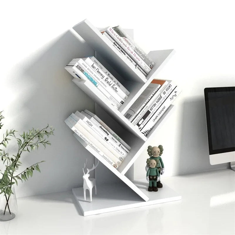 Wooden Book Tree Shelf