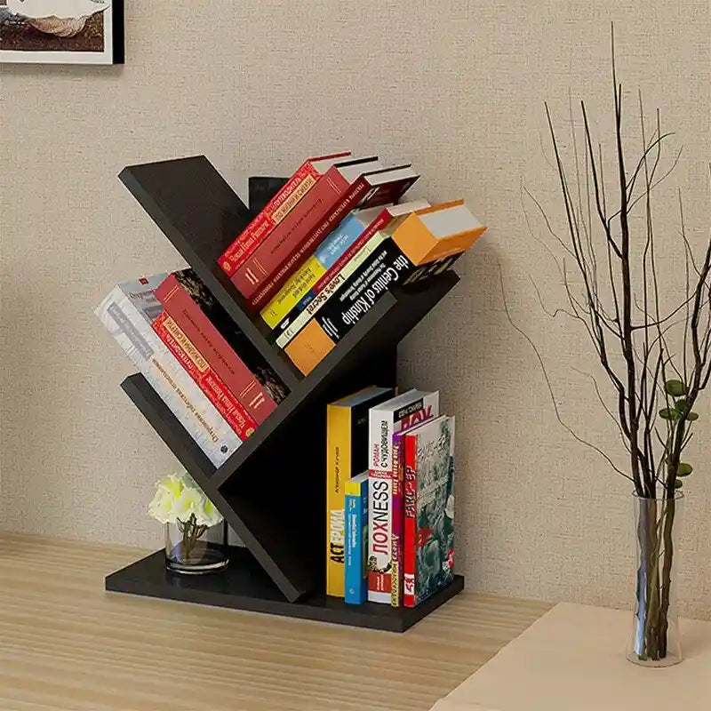 Wooden Book Tree Shelf