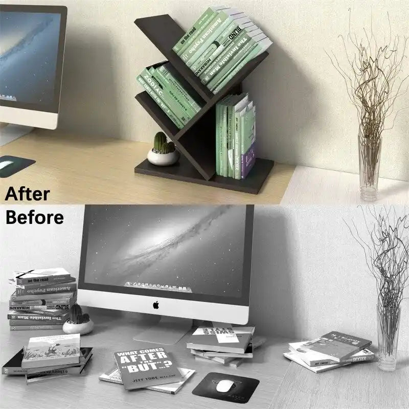 Wooden Book Tree Shelf