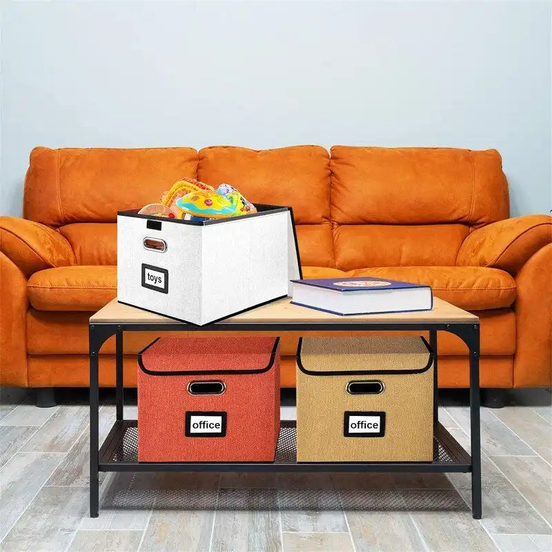 Collapsible File Storage Organizer Box - 14.9L x 12.7W x 10.8H