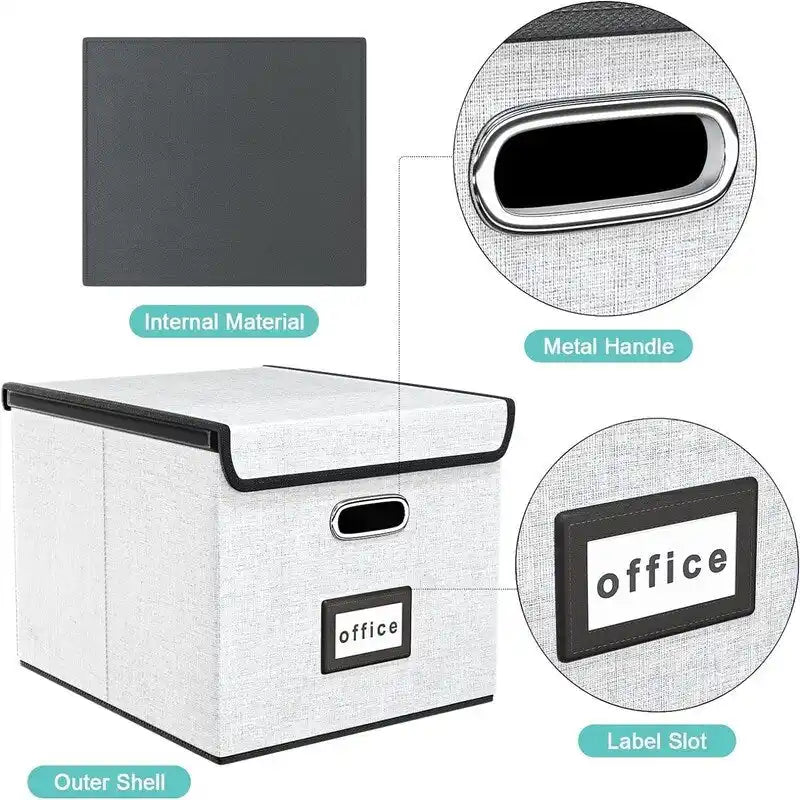 Collapsible File Storage Organizer Box - 14.9L x 12.7W x 10.8H