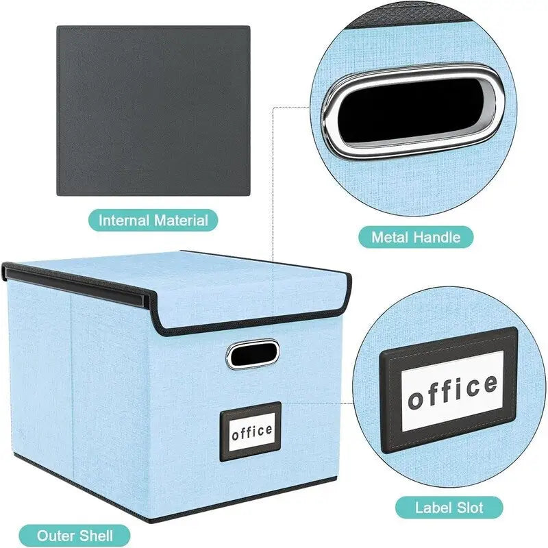 Collapsible File Storage Organizer Box - 14.9L x 12.7W x 10.8H