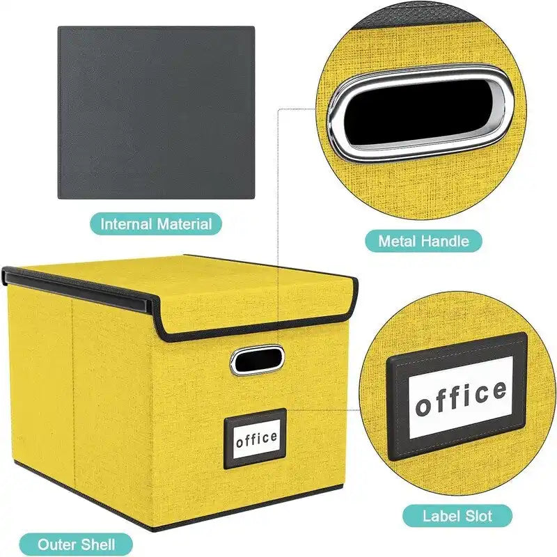 Collapsible File Storage Organizer Box - 14.9L x 12.7W x 10.8H