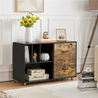 Yaheetech Rolling File Cabinet with 2 Drawers and 2 Open Shelves