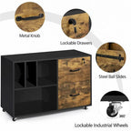 Yaheetech Rolling File Cabinet with 2 Drawers and 2 Open Shelves