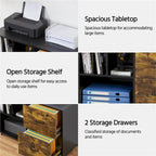Yaheetech Rolling File Cabinet with 2 Drawers and 2 Open Shelves