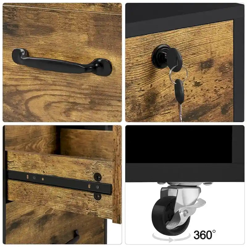 Yaheetech Rolling File Cabinet with 2 Drawers and 2 Open Shelves
